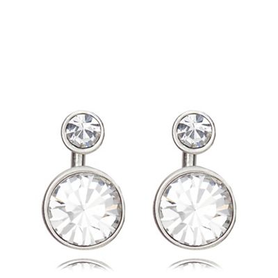 Silver plated 2-in-1 crystal earrings